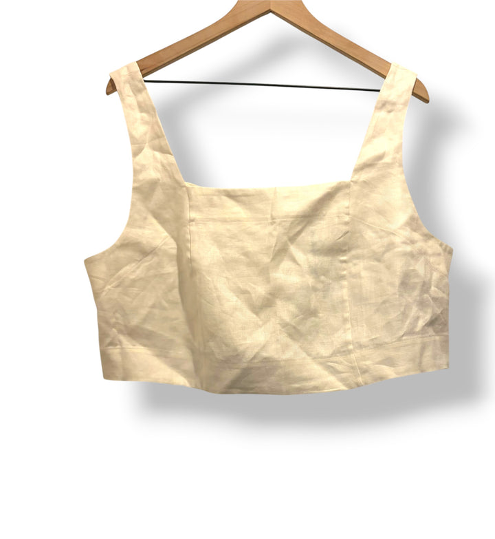 Banana Republic 100% Linen White Cropped Tank Top XL NWT Quiet Luxury Coastal
