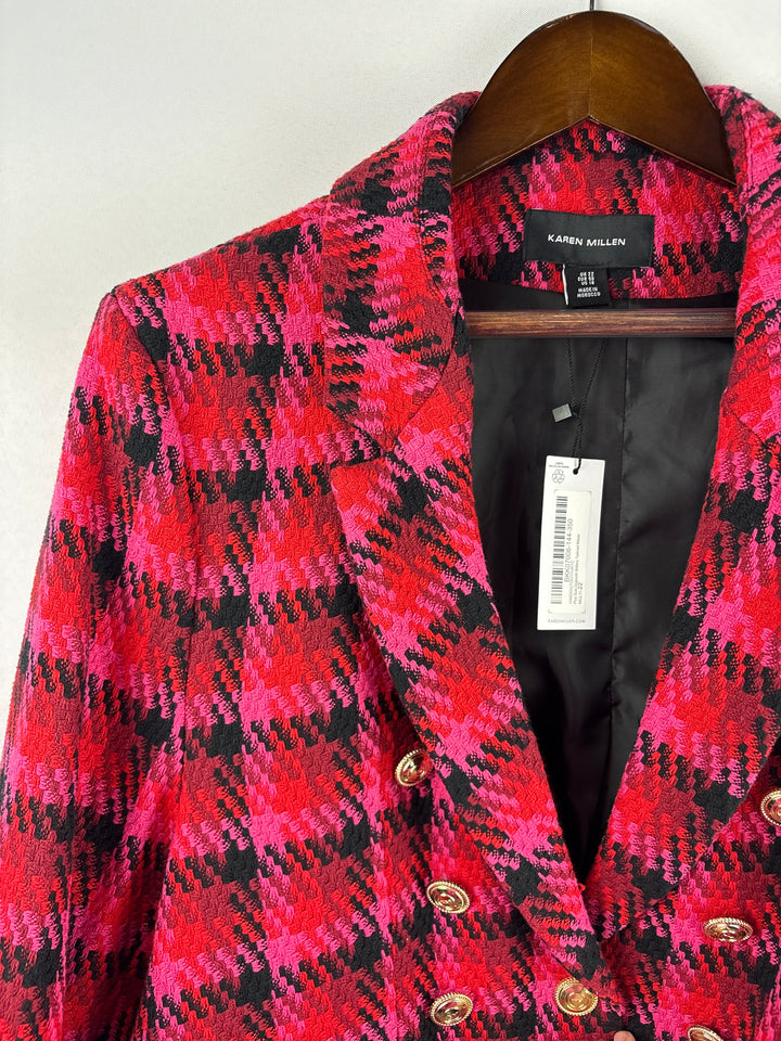 Women’s Karen Millen Size 18 Pink Red &amp; Black Blazer