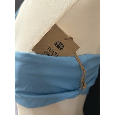 Toast Swim Blue Asymmetrical One-Shoulder Crop Top