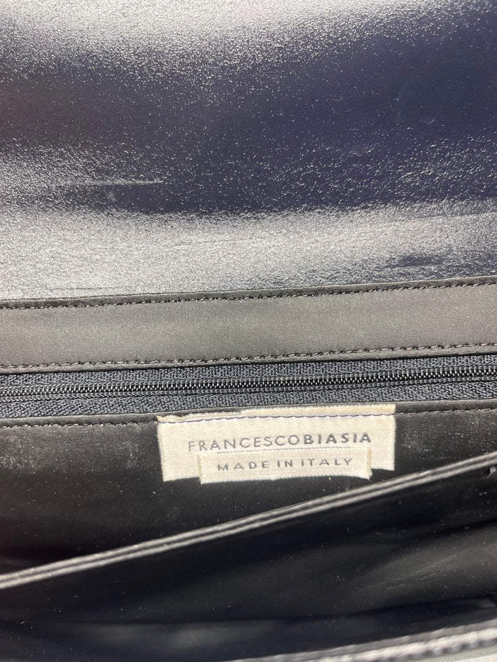 Francesco Biasia Black Leather Shoulder Bag Made in Italy
