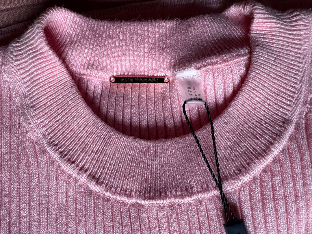 Elie Tahari Pink Midi Rib Knit Dress