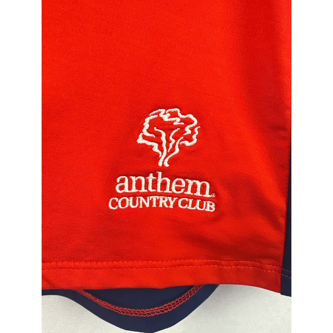 Adidas Womens Sleeveless Golf Polo Shirt S Red/Navy Anthem Country Club