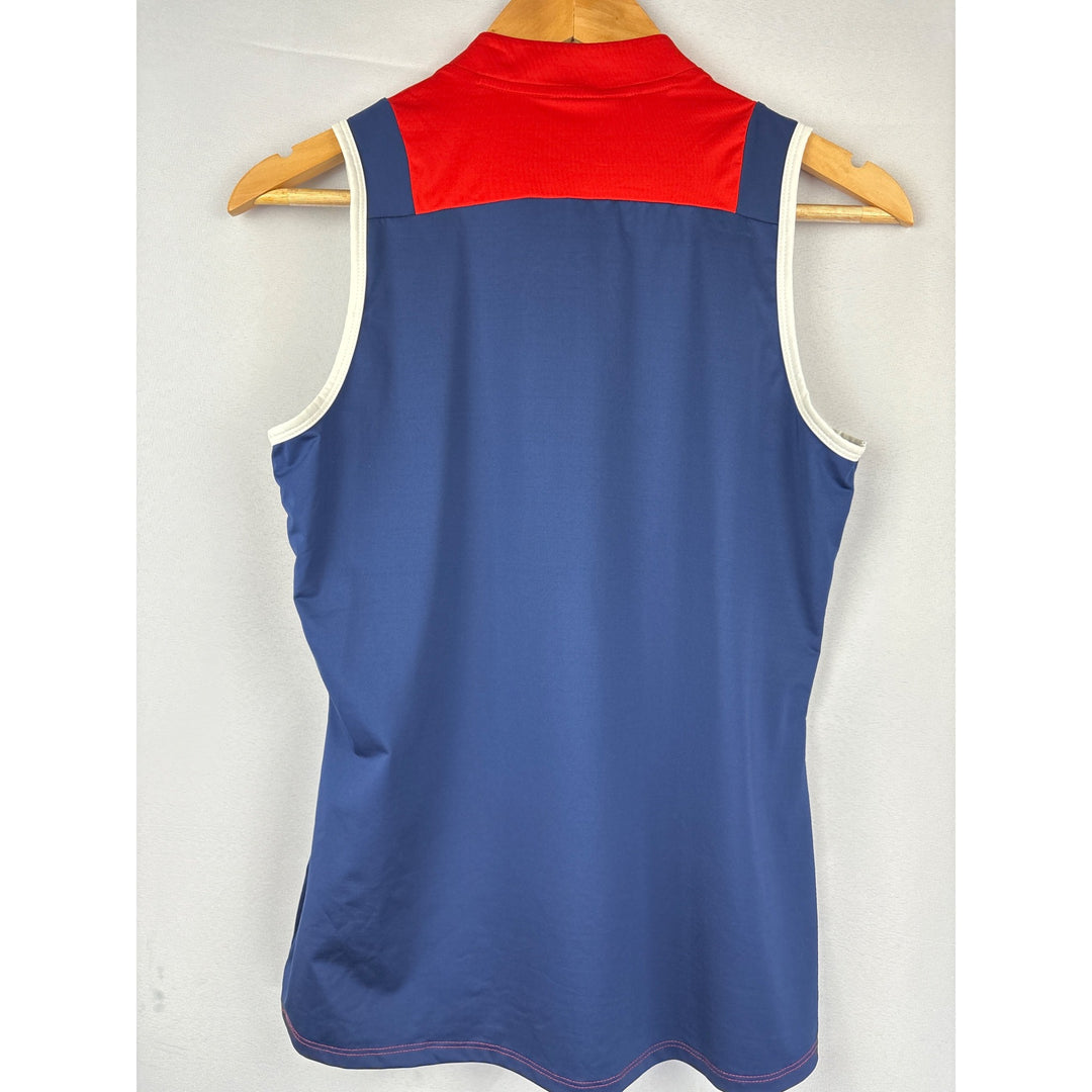 Adidas Womens Sleeveless Golf Polo Shirt S Red/Navy Anthem Country Club