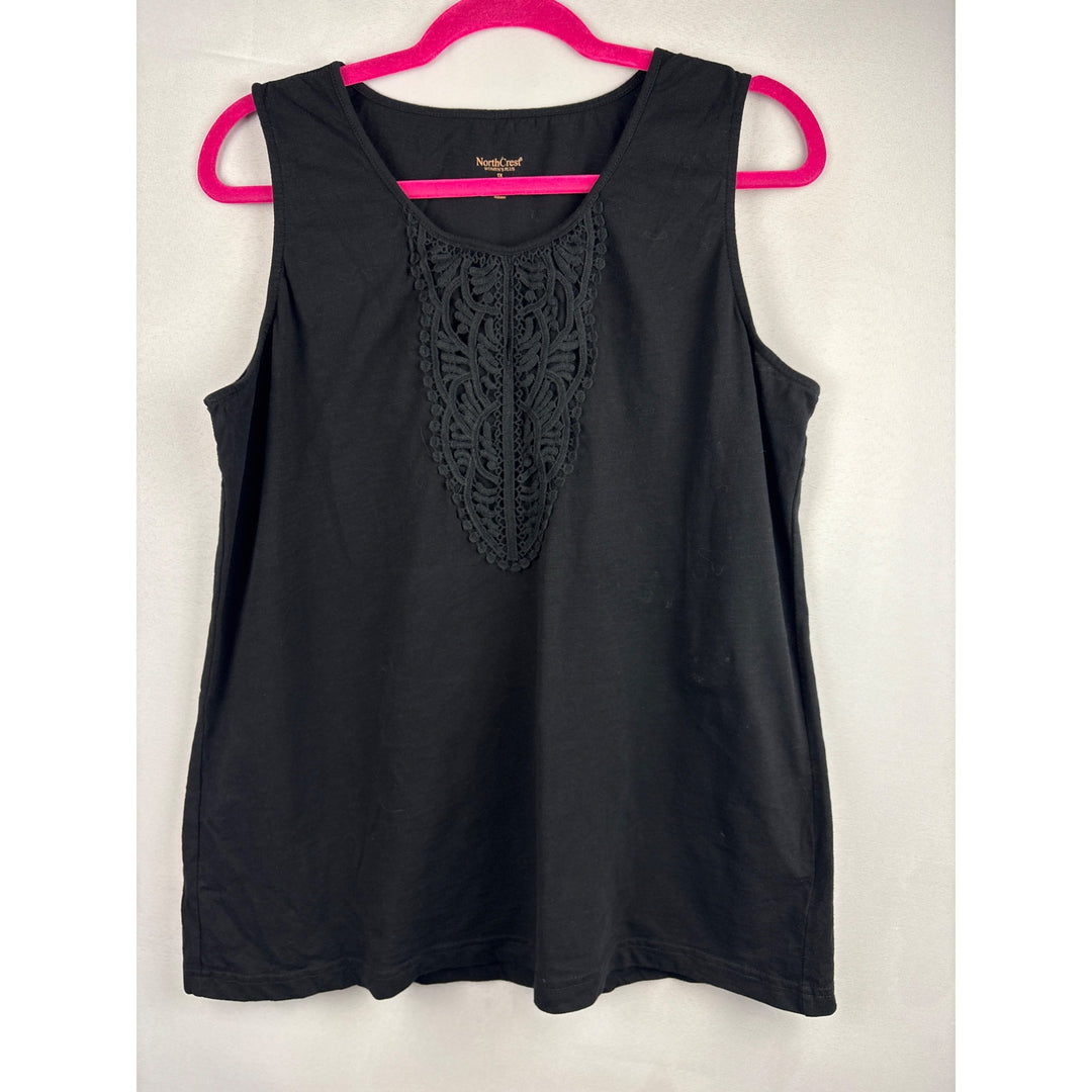 NorthCrest Womens Plus Black Sleeveless Top 1X Cotton/Polyester Blend
