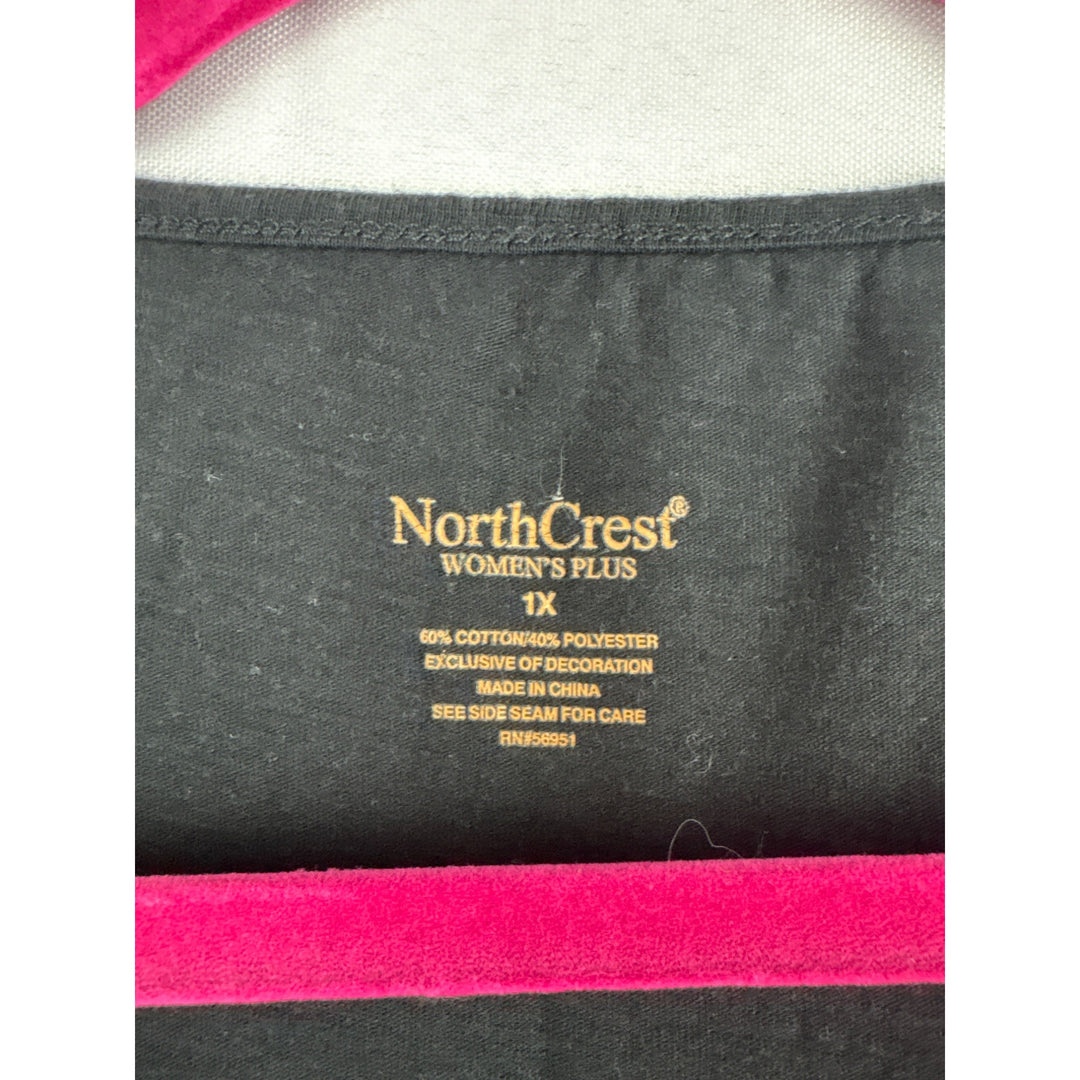 NorthCrest Womens Plus Black Sleeveless Top 1X Cotton/Polyester Blend