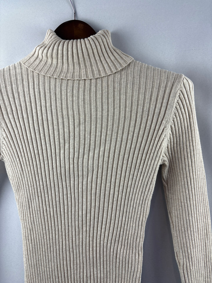 Women’s Ruff Hewn Medium Beige Ribbed Turtleneck Sweater