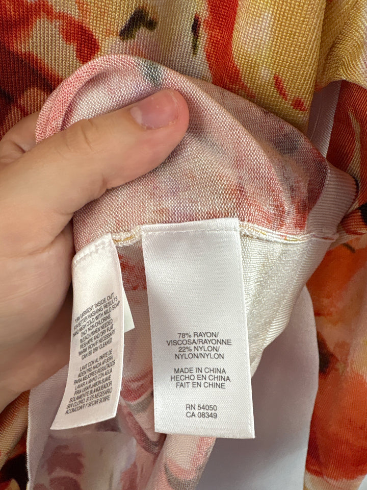 Women’s Jones New York Small Orange Sweater w/ Abstract Florals