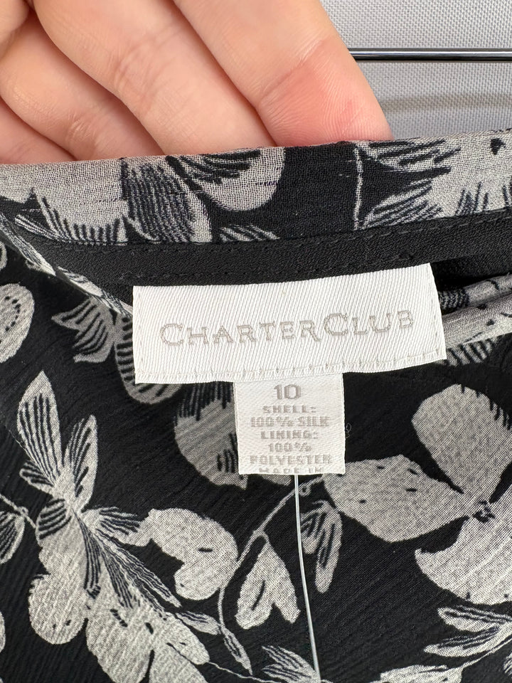 Women’s Charter Club Size 10 Black & Gray Floral Wrap Skirt