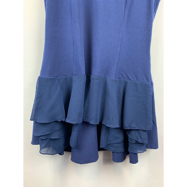 Kathleen Kirkwood Sleeveless Blue Dress With Ruffle Hem M