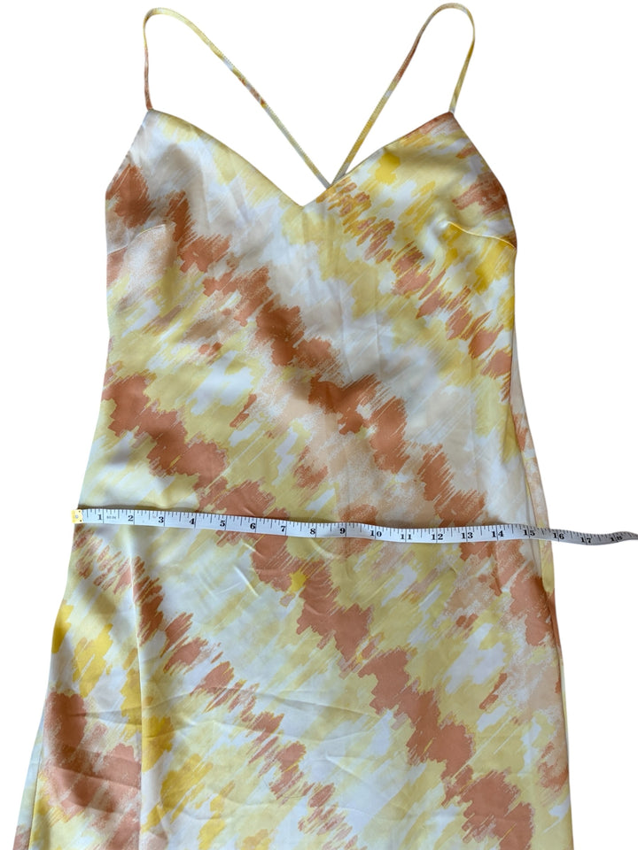 Forever 21 Women’s Yellow/Orange Tie Dye Slip Adjustable  Maxi Dress, Size M