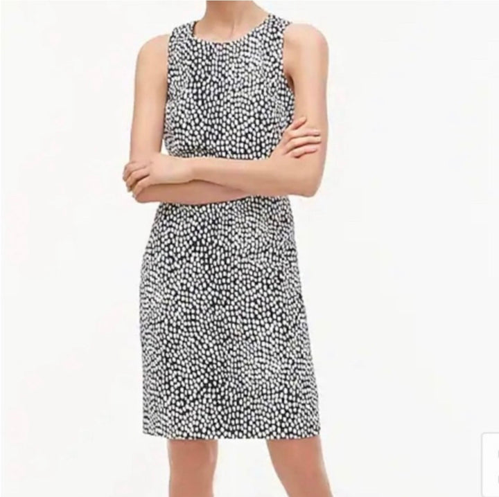 J.Crew Oncilla Print Basketweave Black White Sheath Dress Sz14 NWOT