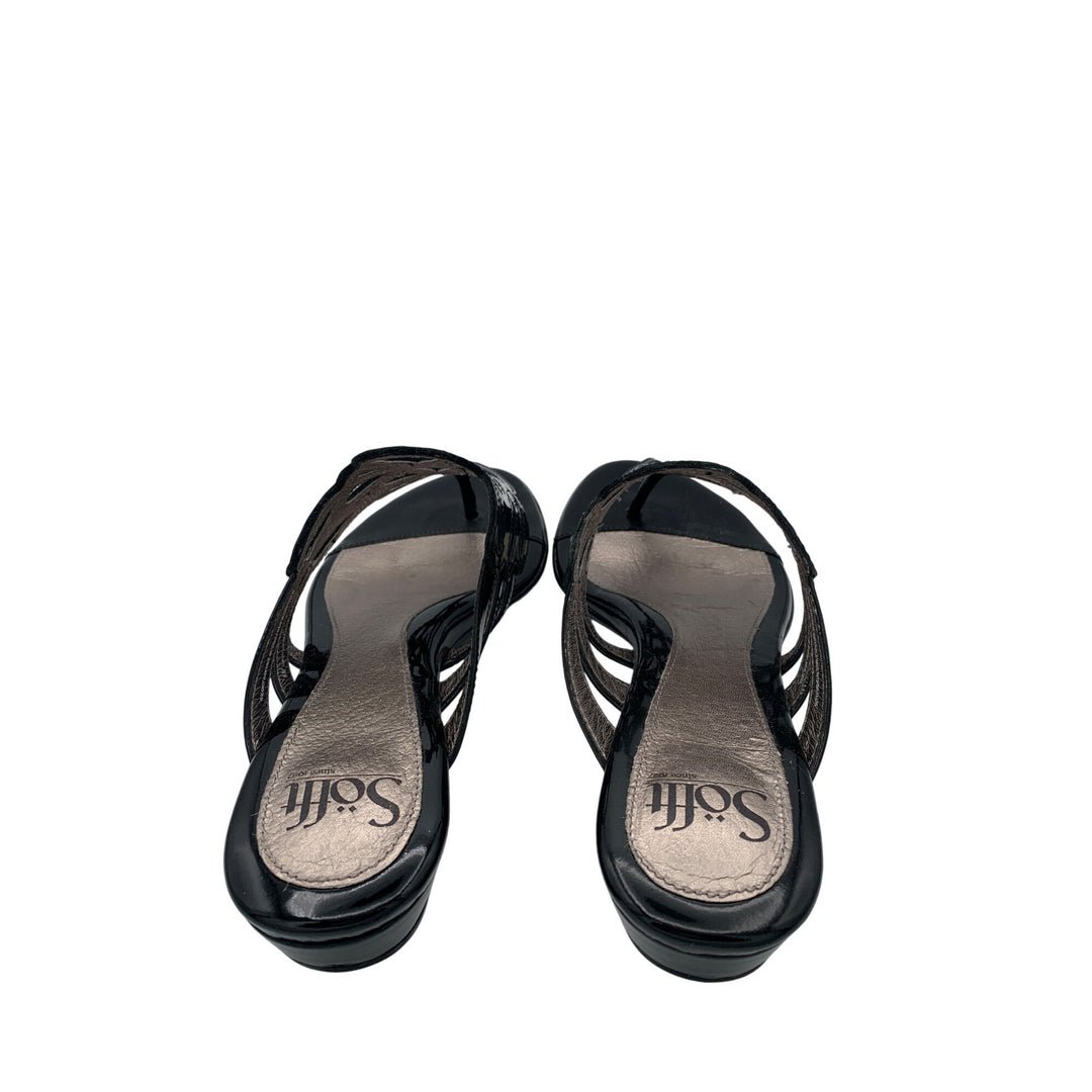 Söfft Womens Patent Leather Black Slide Sandals