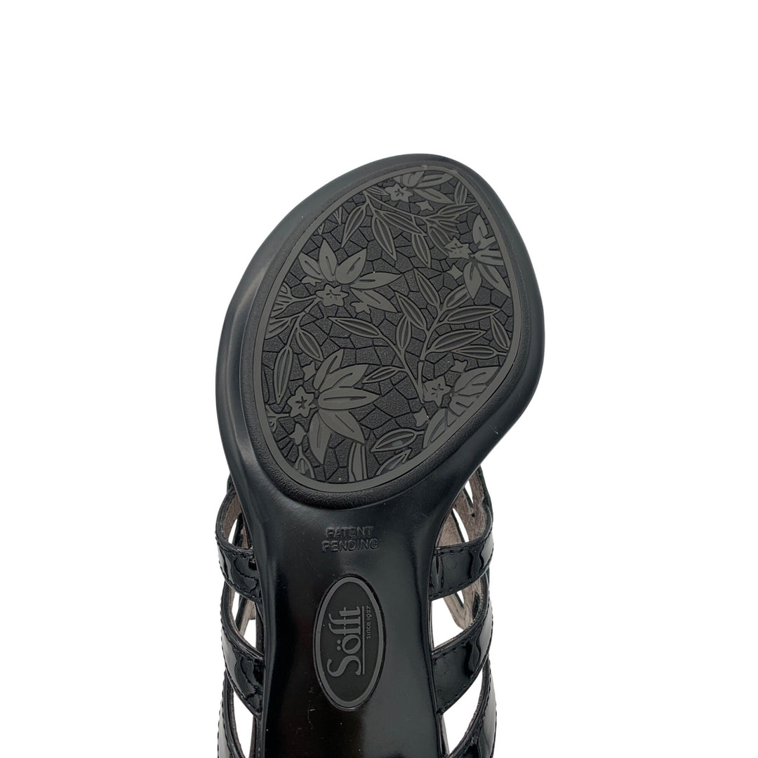 Söfft Womens Patent Leather Black Slide Sandals