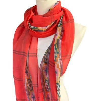 Women’s J.Crew Polyester Red Checkered Scarf OSFA
