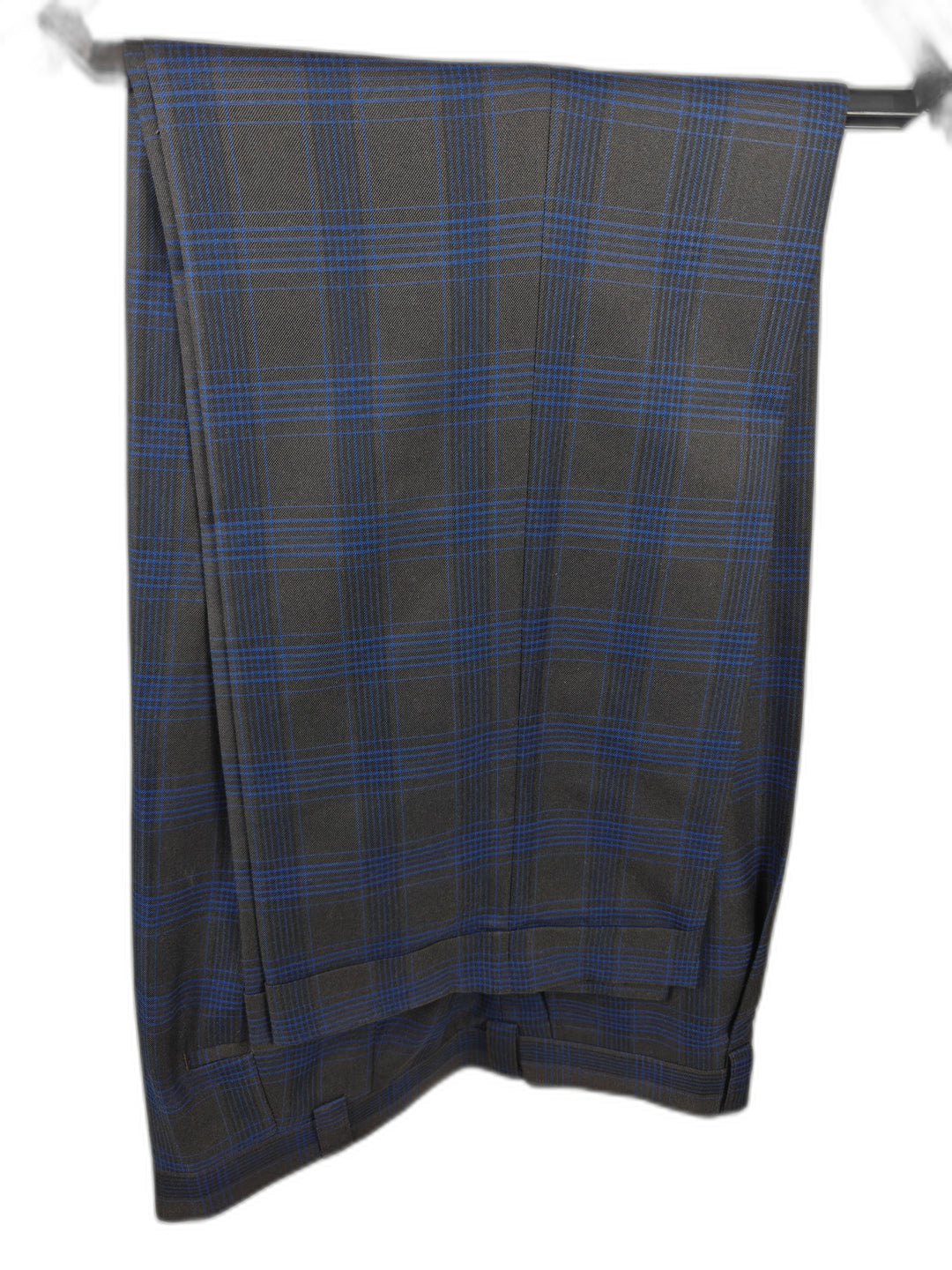 Steve Harvey Collection Samson Men's 46R Blue Gray Windowpane Plaid Suit 2-Piece Set Jacket & Pants