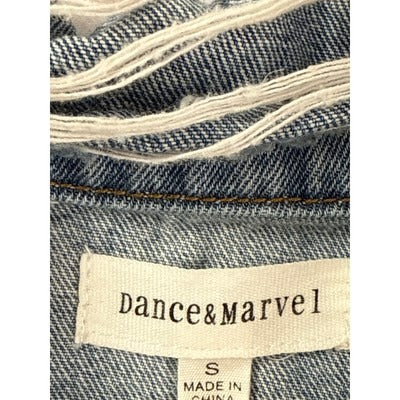 Dance & Marvel Womens Distressed Cropped Denim Jacket S