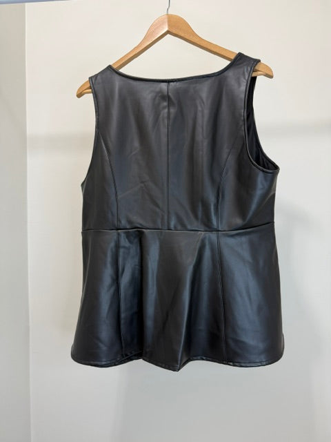 Torrid Faux Leather Peplum Tank – Black Size 1(14-16) NWOT