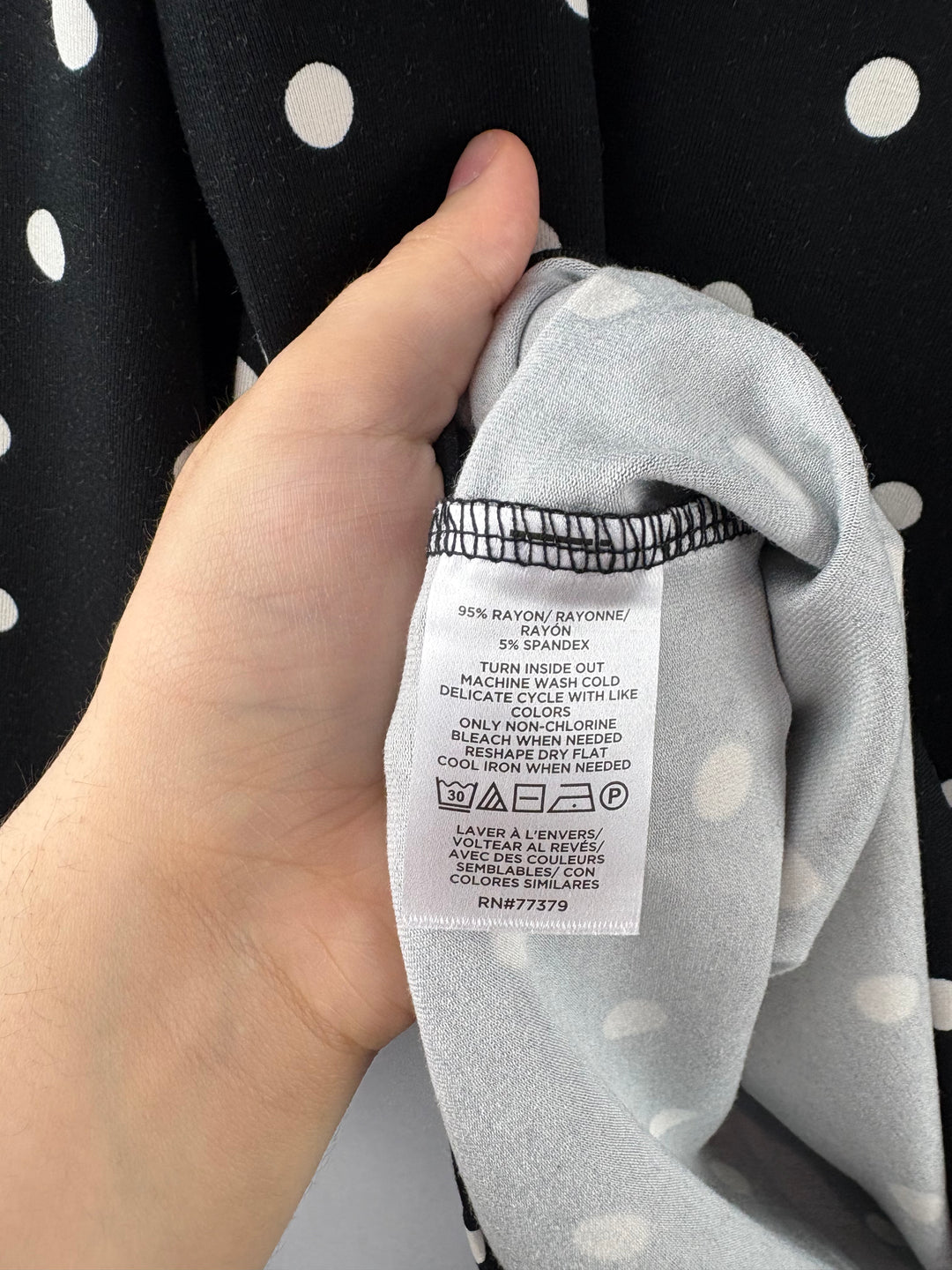 Women’s Ann Taylor Factory Large Black w/ White Polka Dot Blouse