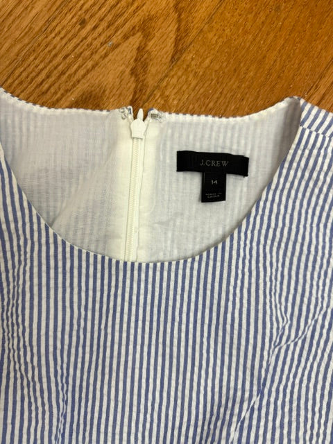 J.Crew Tie‑Waist Seersucker Dress Sz14