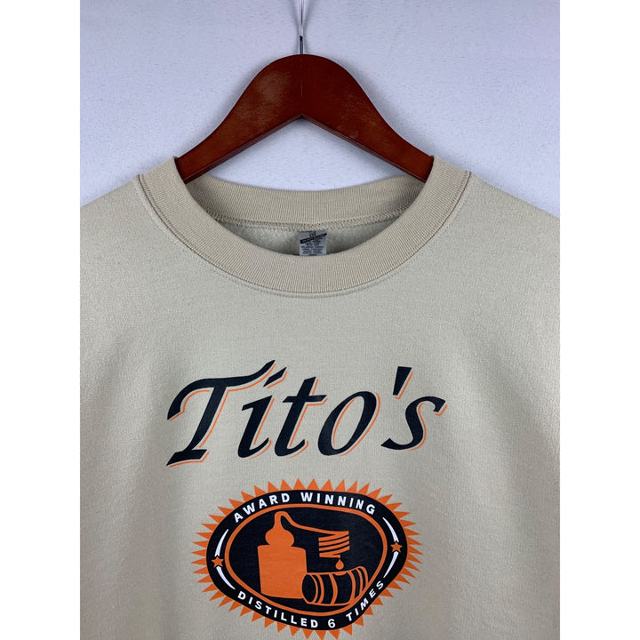 Women’s Gildan Beige Tito’s Graphic Design Sweater Size L