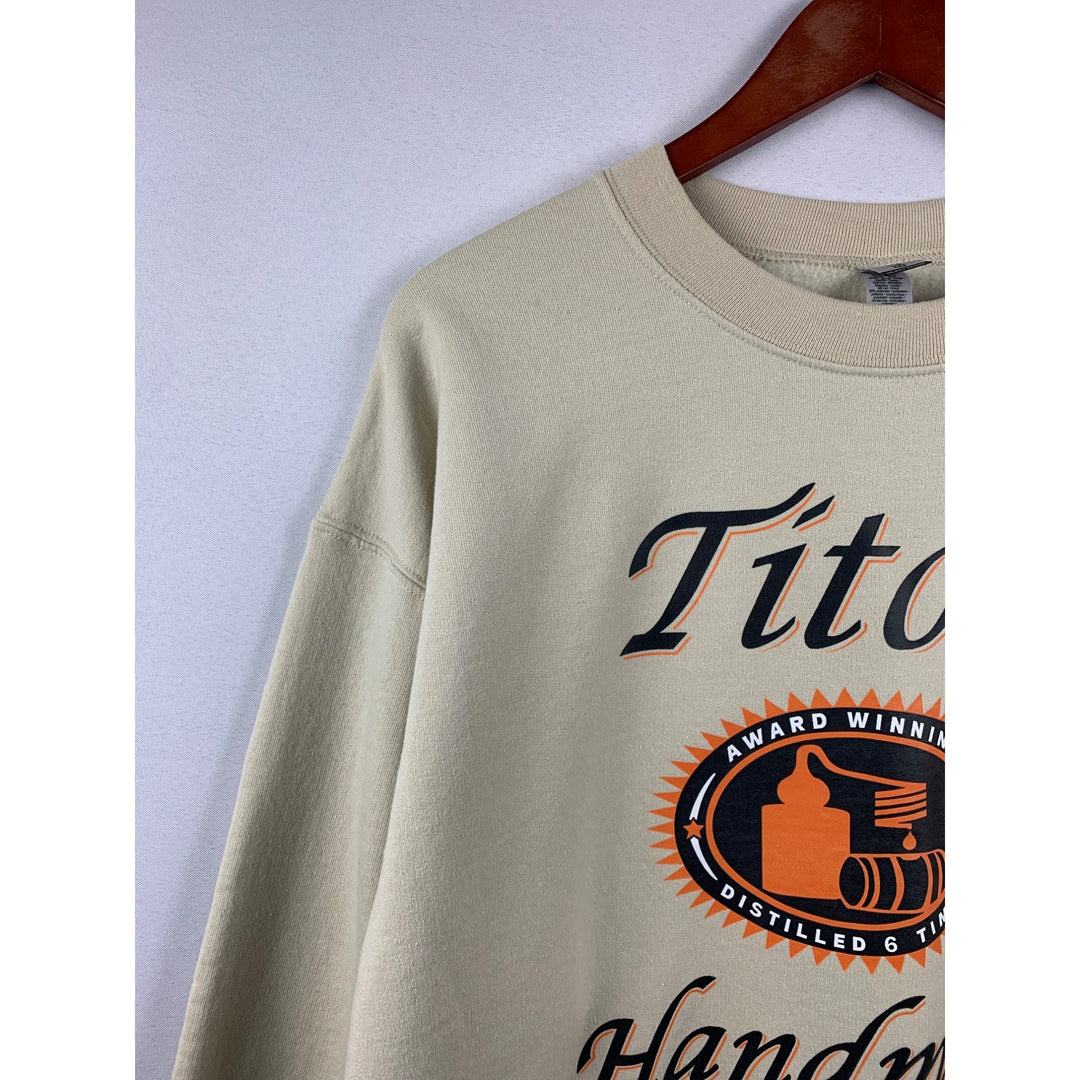 Women’s Gildan Beige Tito’s Graphic Design Sweater Size L