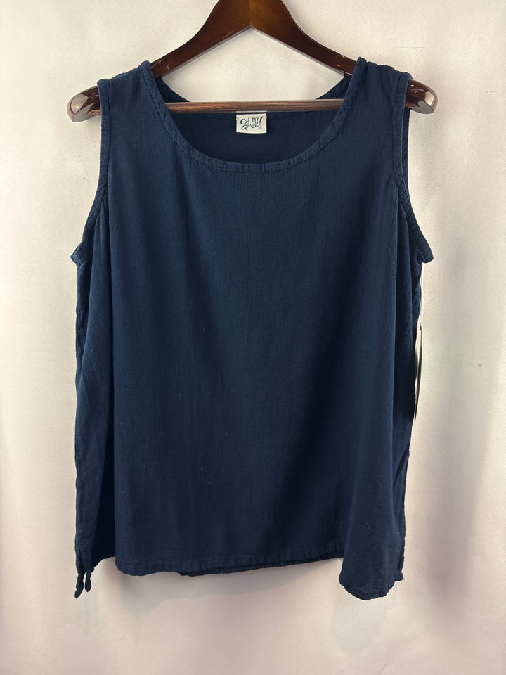 Women’s Oh My Gauze! XXL Navy Blue Sleeveless Blouse