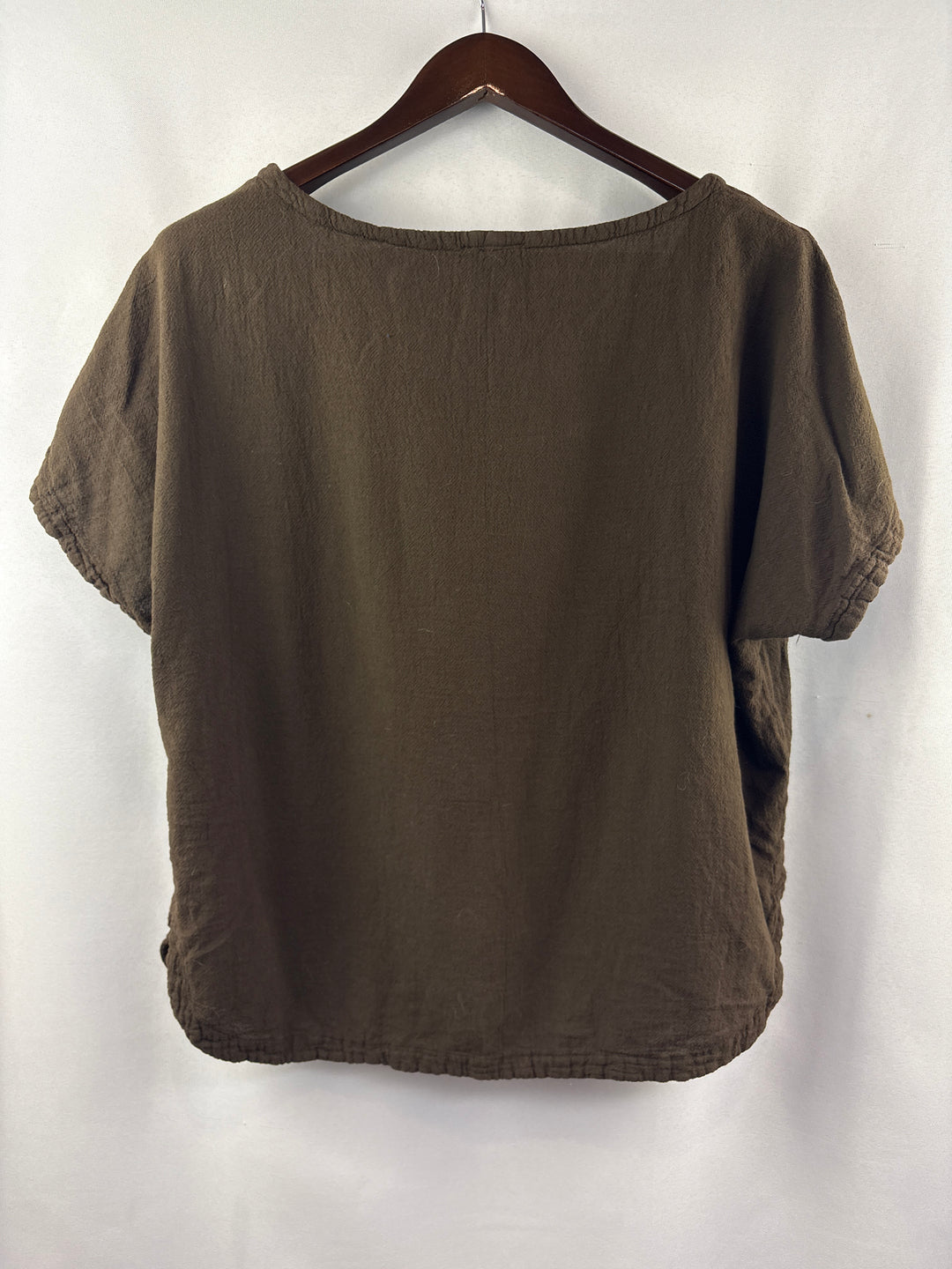 Women’s Oh My Gauze! XL Brown Short Sleeve Blouse