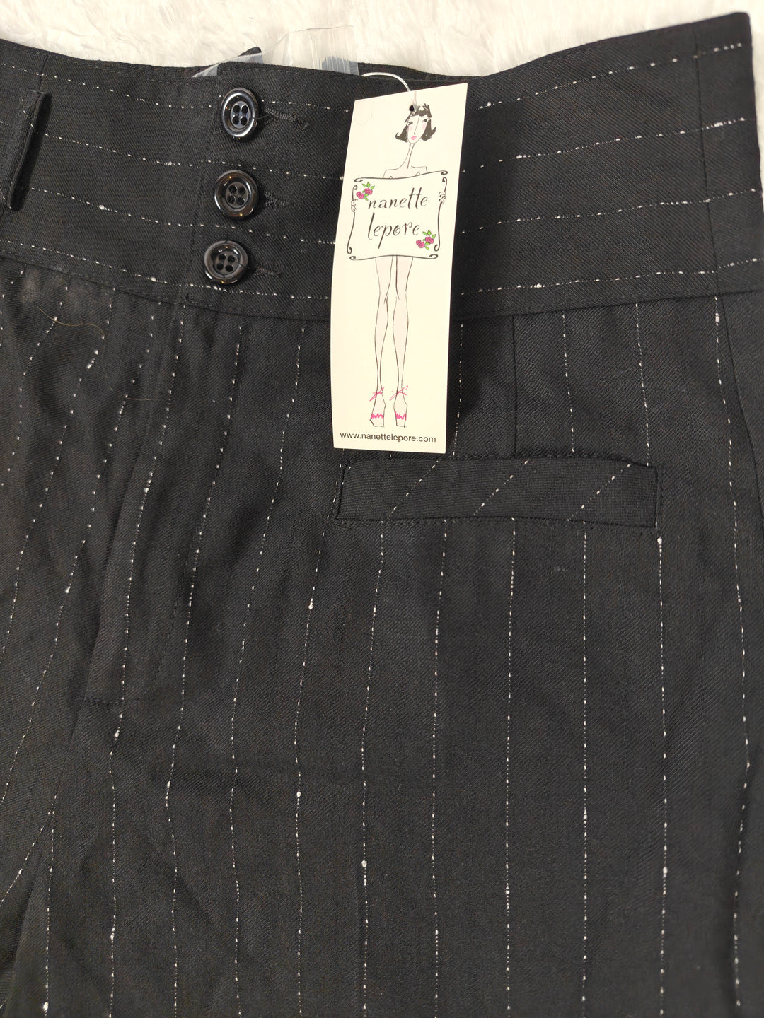 Womens Nanette Lepore Dress Pants Black Pinstripe Size 8