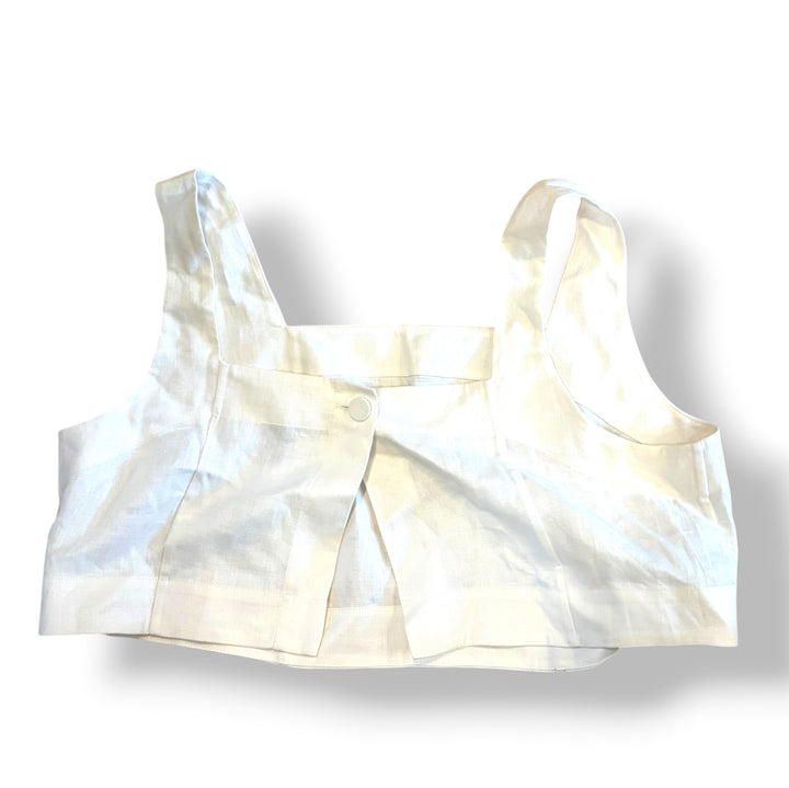 Banana Republic 100% Linen White Cropped Tank Top XL NWT Quiet Luxury Coastal