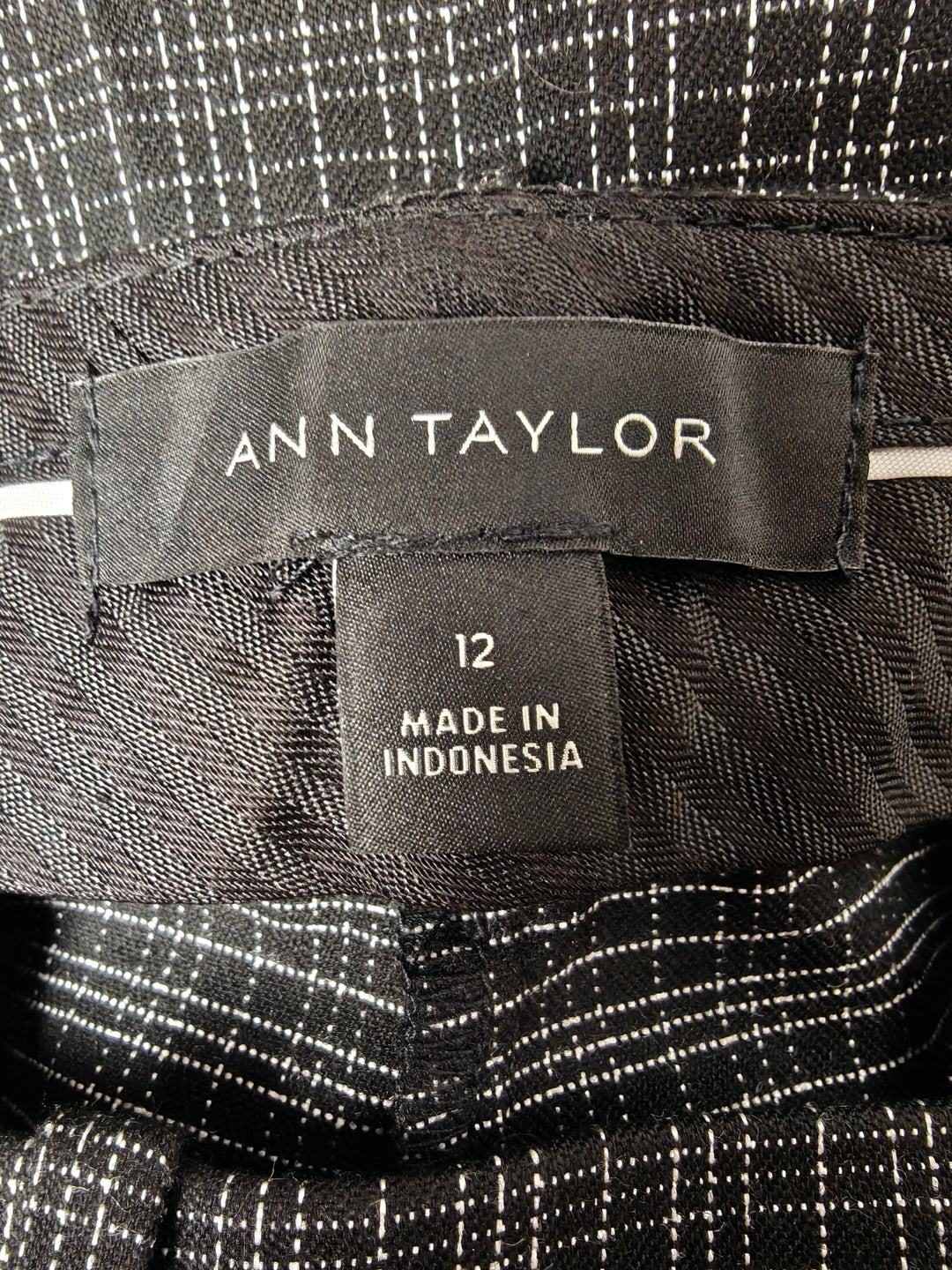 Womens Ann Taylor Dress Pants Black Plaid Size 12