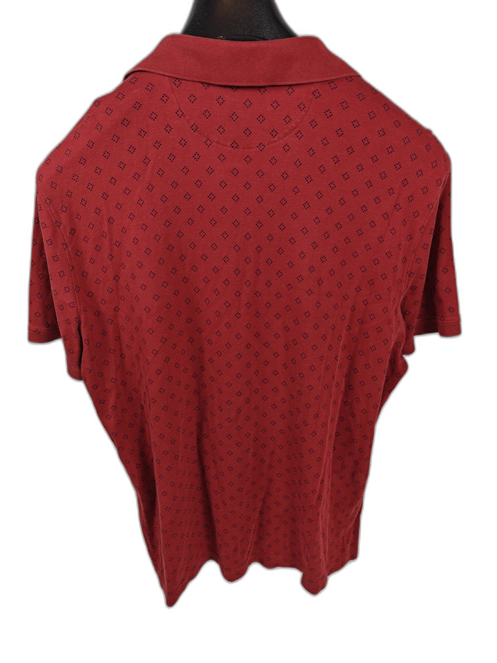 Men’s Banana Republic Luxury Touch Polo Shirt Red Navy Geometric Size XL