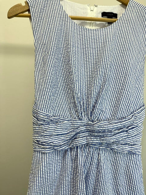 J.Crew Tie‑Waist Seersucker Dress Sz14
