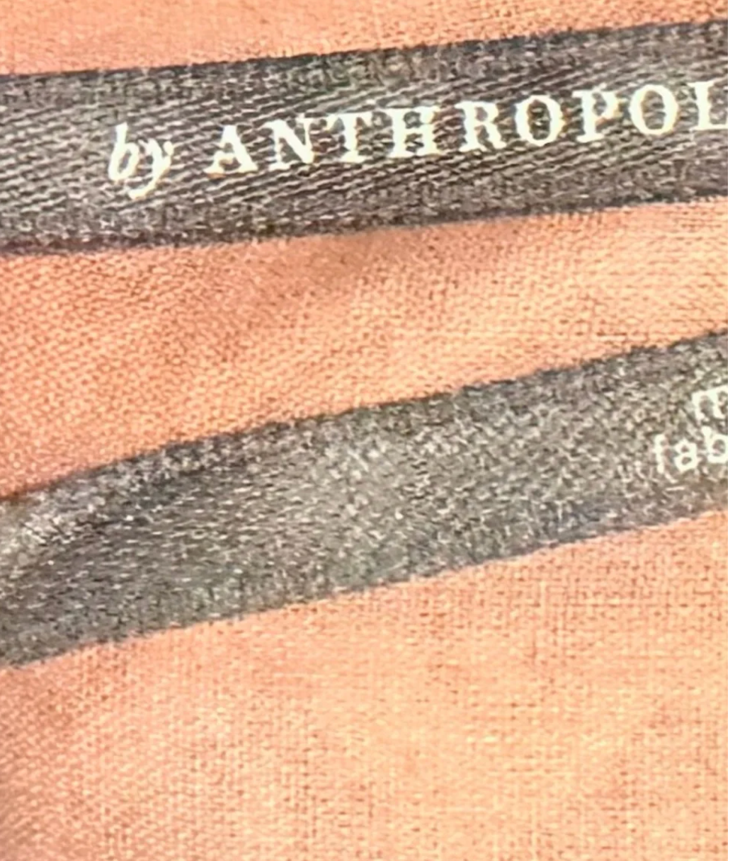 Anthropologie Embroidered Tunic Mini Dress Boho Balloon Sleeve Peach Medium