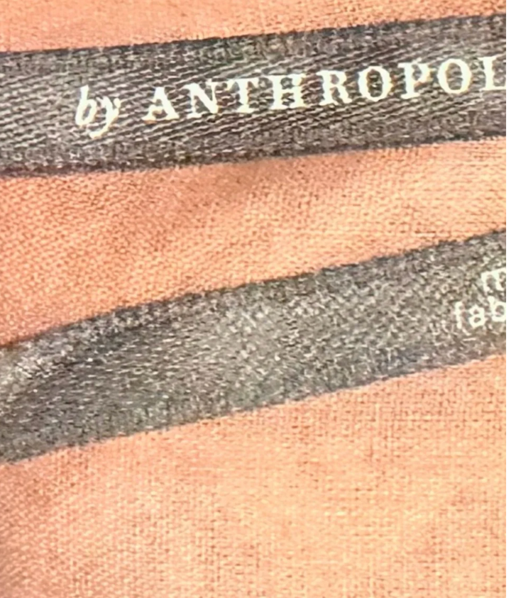 Anthropologie Embroidered Tunic Mini Dress Boho Balloon Sleeve Peach Medium