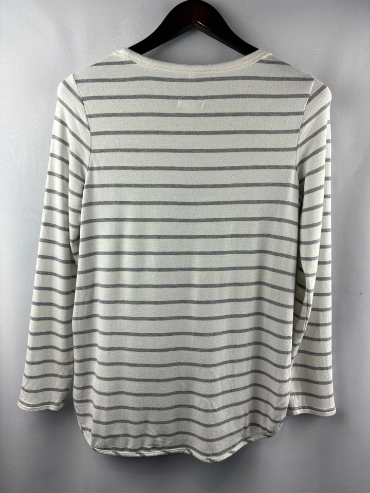Women’s Market & Spruce Small White w/ Gray Striped Sweater