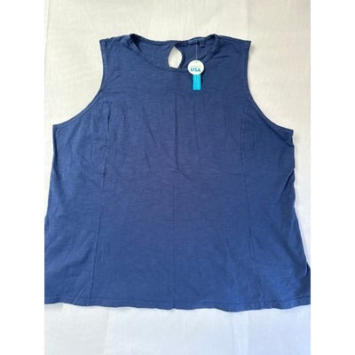 Fresh Produce Womens Sleeveless Tank Top 1X Blue 100% Cotton