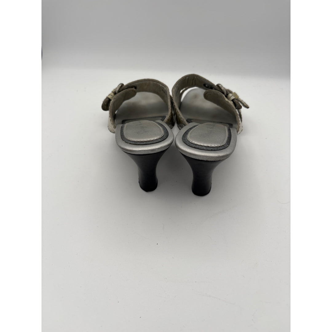 Diego Di Lucca Womens 6.5 Crocodile Embossed Leather Wedge Sandals