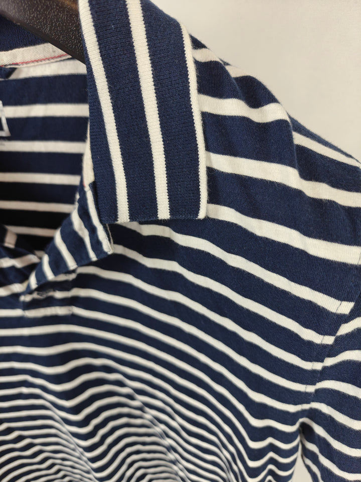 Men’s JCP Polo Shirt Navy Blue White Striped Size XL