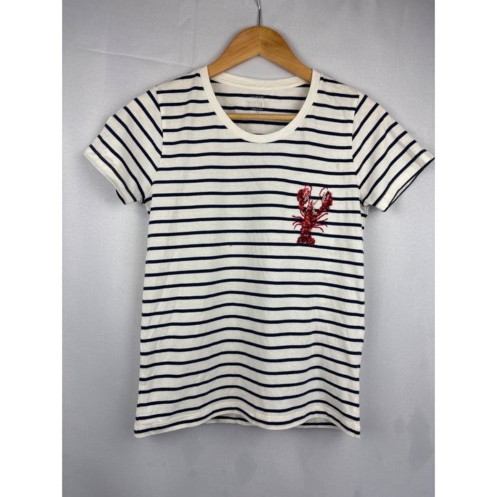 J.Crew Collector Tee XS Striped Lobster Sequin Embellished T-Shirt
