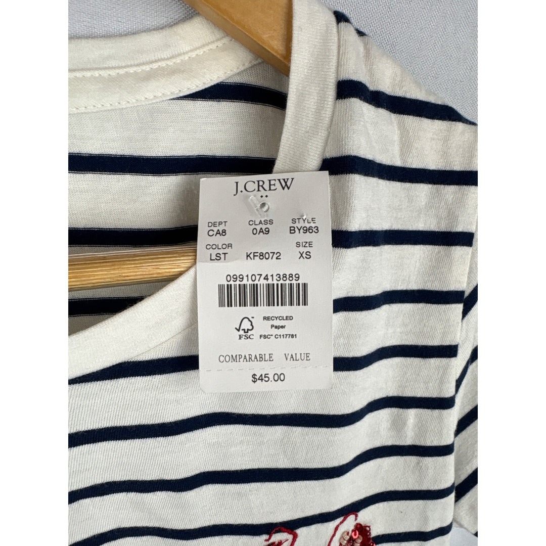 J.Crew Collector Tee XS Striped Lobster Sequin Embellished T-Shirt