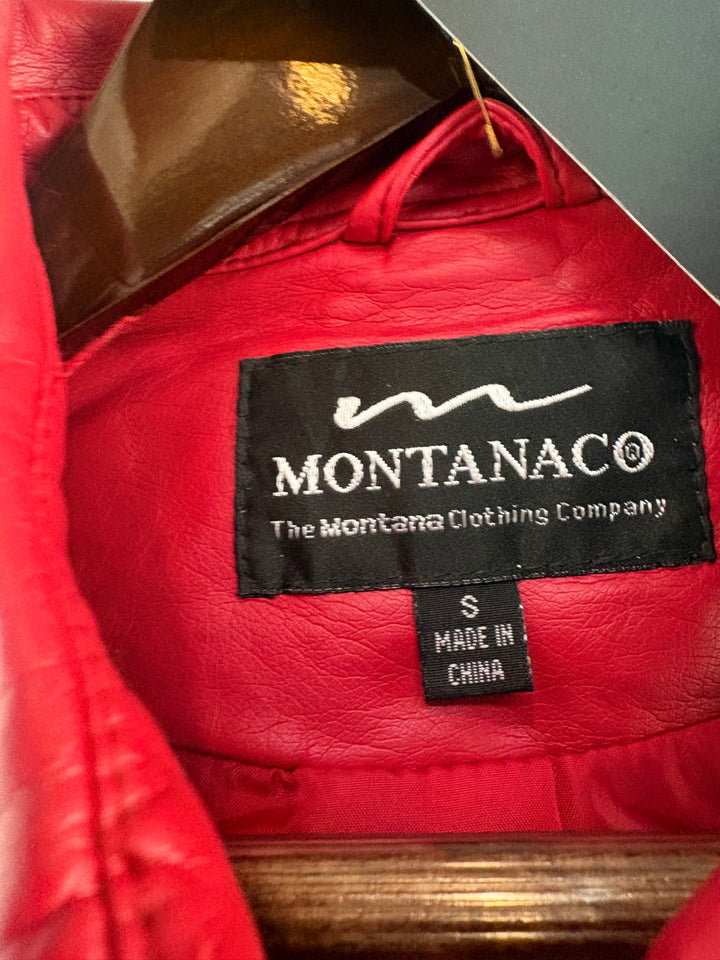 Women’s Montanaco Small Cherry Red Faux Leather Vest