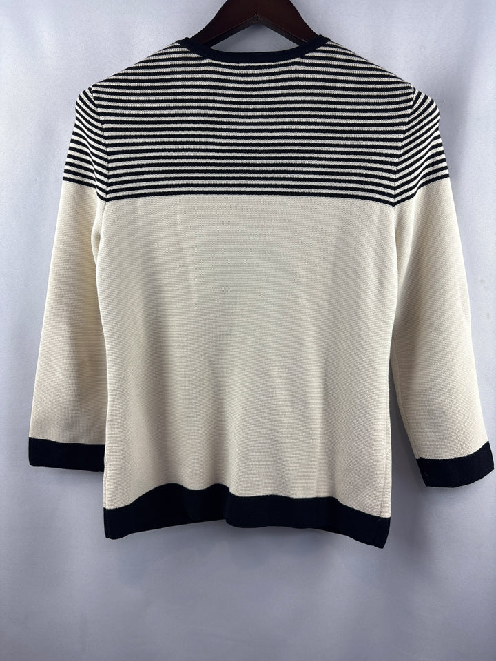 Women’s Talbots Small Cream Cardigan w/ Black Accents