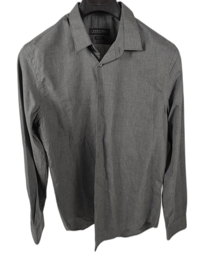 Men’s Zara Man Slim Fit Dress Shirt Gray XL