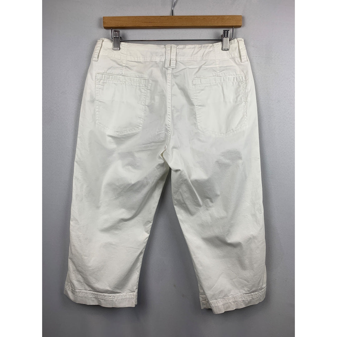 Calvin Klein Jeans Relaxed White Capri Pants Lightweight Summer Casual Womens