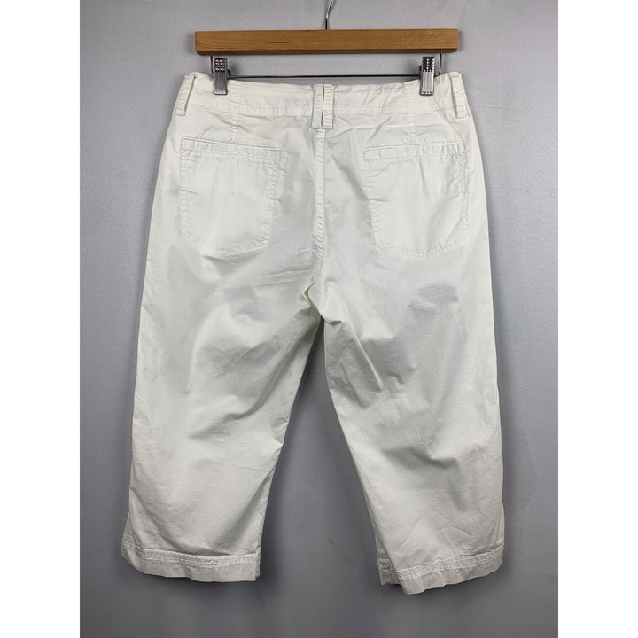 Calvin Klein Jeans Relaxed White Capri Pants Lightweight Summer Casual Womens
