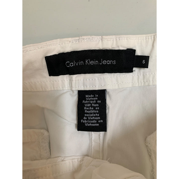 Calvin Klein Jeans Relaxed White Capri Pants Lightweight Summer Casual Womens