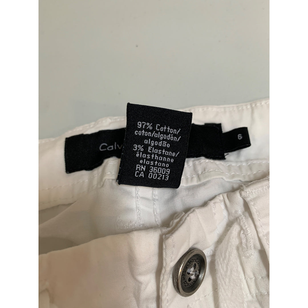Calvin Klein Jeans Relaxed White Capri Pants Lightweight Summer Casual Womens