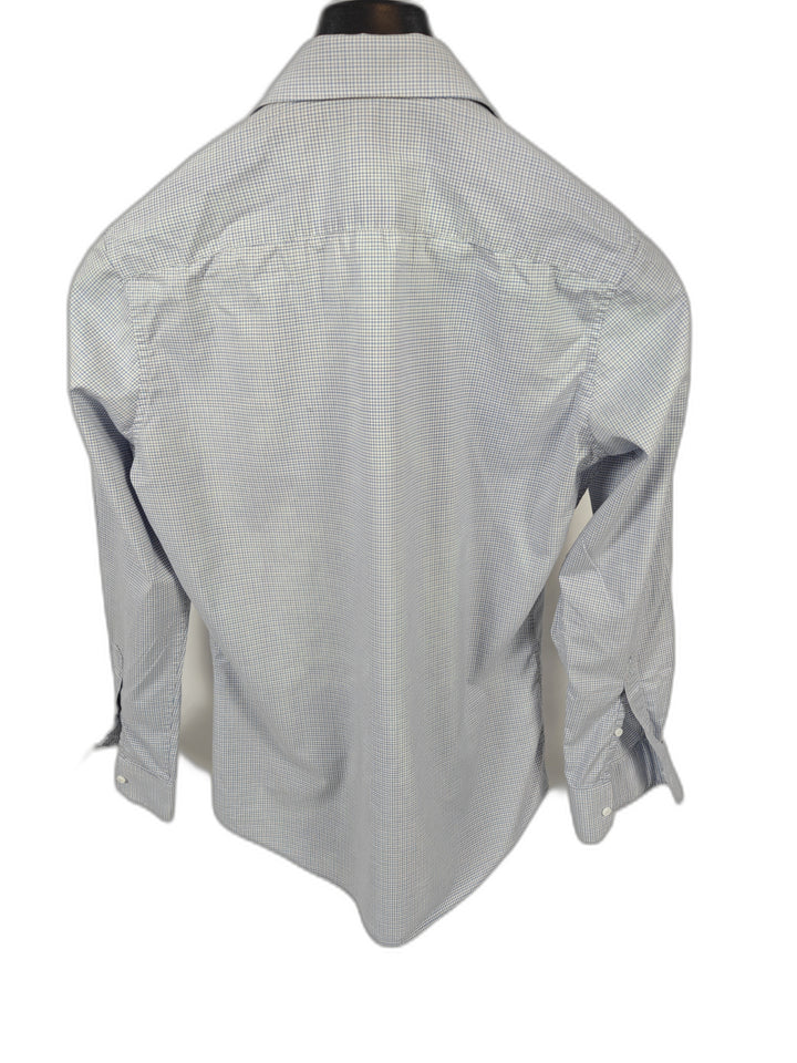 Mens BSG Dress Shirt White Blue Check Size Unknown