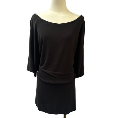 Spiegel 2X Black Boat Neck Tunic Top Rayon/Polyester Blend Womens