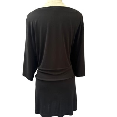 Spiegel 2X Black Boat Neck Tunic Top Rayon/Polyester Blend Womens